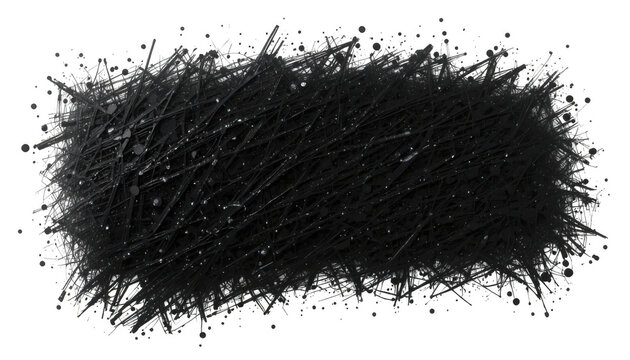Abstract Black Ink Splatter Texture Isolated on White Background with Artistic Grunge Brush Strokes