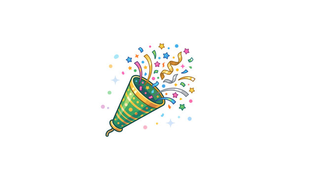 Party Horn, Colorful Confetti, Celebration Icon, Vector Graphic