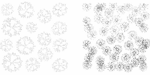 hand drawn shrubs and bushes on white background vegetation botanical sketch illustration nature organic greenery plants landscape drawing artwork natural © Ranajit