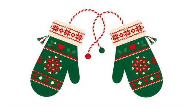 Merry Christmas Santa Christmas, green, mitten, winter, festive, holiday, decoration, accessory, red, white VECTOR