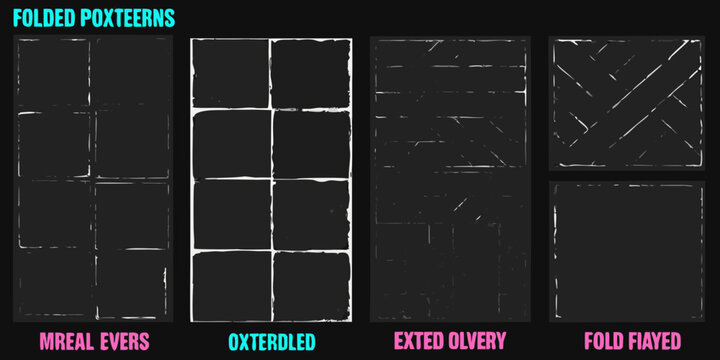 folded paper patterns vector illustration with black background overlay text design graphic art texture creased wrinkled paperwork sheets lines edges