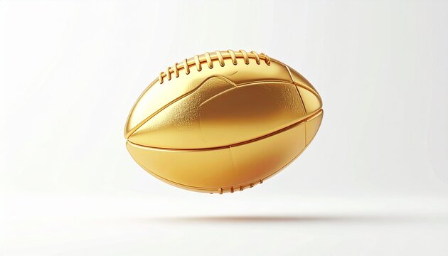 Premium Metallic American Football Ball 3D Icon Floating on White Background