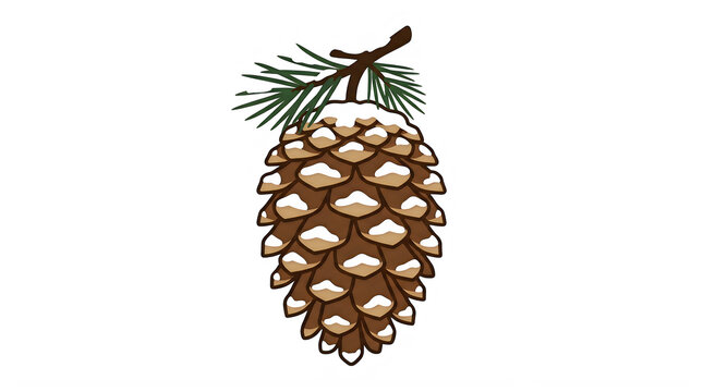 Merry Christmas Santa Pine cone, brown pinecone, tree seed pod, botanical illustration VECTOR