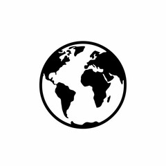 Fototapeta premium Black and white minimalist illustration of the earth with showcasing continents clean simple black environment graphic ecology planet symbol