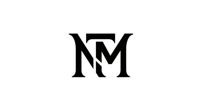 Monogram letter logo design with interconnected 'n' with interconnected letters white stylized black monogram white background typography with lettering