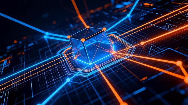 Abstract digital network with glowing lines