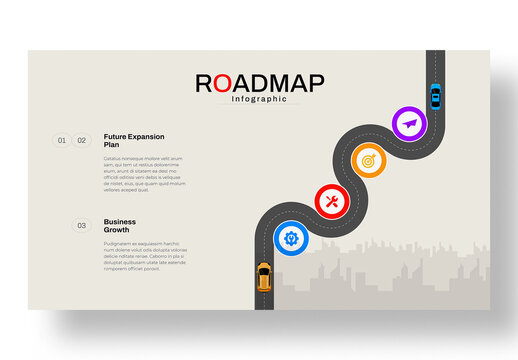 Modern Roadmap Infographic Template for Business Timeline Presentation
