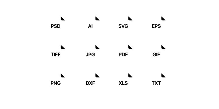 File Icons Representing Different File Formats Arranged in a Grid Featuring Icon, Format, Psd with Ai and Svg Elements for Eps