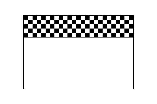 Start and finish checker arch line. Race checkered flag. Rally finish gate. Rally design element. F1 formula sign. Vector illustration isolated on white background.