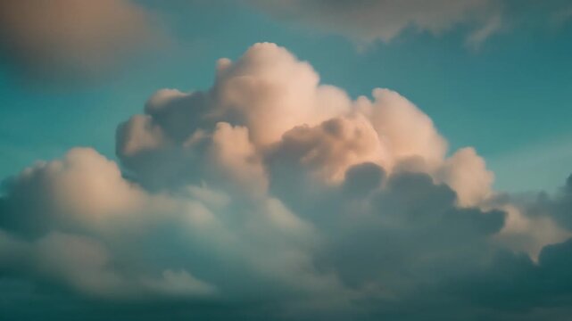 曇り空に柔らかく溶け込む有機的な質感を持つそびえ立つ積乱雲