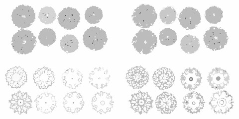 hand drawn shrub and bush illustration with gray and white color scheme hand drawn landscape nature botanical plant vegetation organic pattern © Pabitra