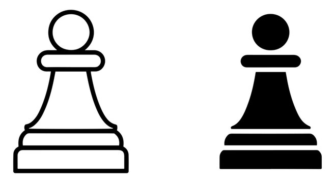 chess pawn icon black vector set