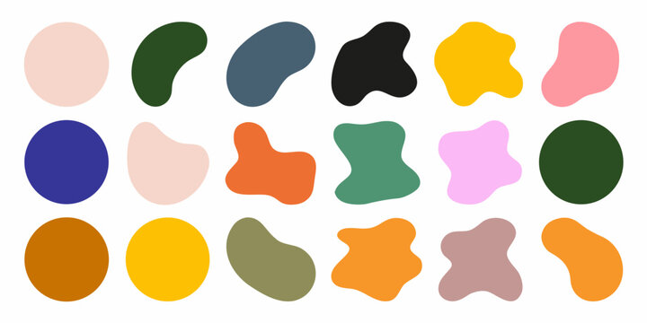 colorful organic blob shapes on white background abstract pattern design art modern graphic element visual texture form amorphous irregular contour