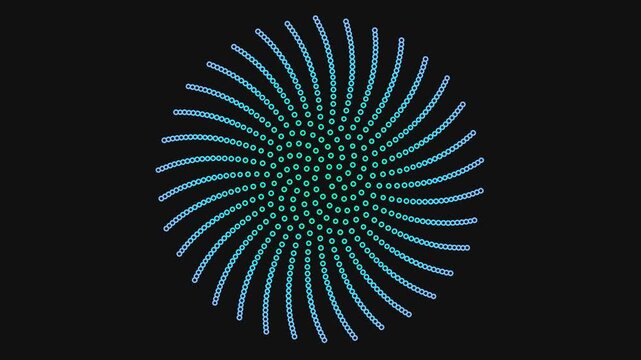 Rotating Fibonacci Spiral Circle Pattern on Black Background