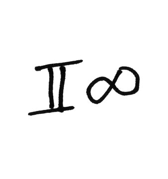 Roman Numeral II and Infinity Symbol Doodle on Black Background