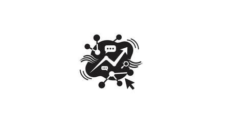 Obraz premium Black and white graphic design with chat bubbles with abstract shapes plain white background bubbles arrows communication technology minimalist