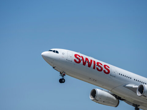 Swiss International Air Lines Airbus A330 takes off at ZRH international airport