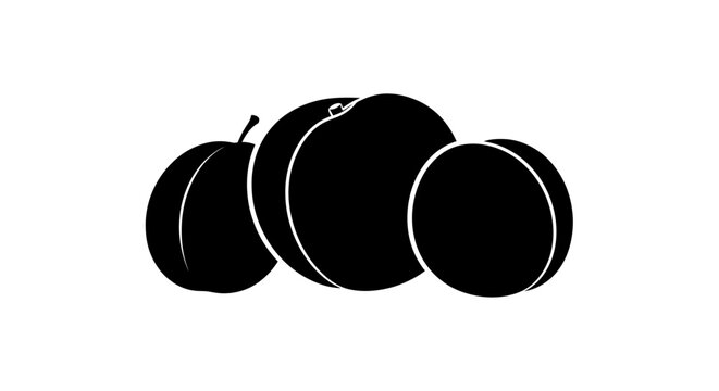 Three black apples with white outlines on a white background with simple graphic three outlines set against illustration minimalist healthy with vector