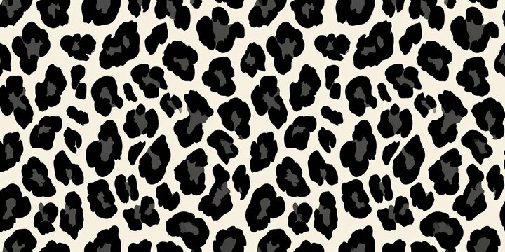 Seamless pattern of black and grey leopard spots on a cream background