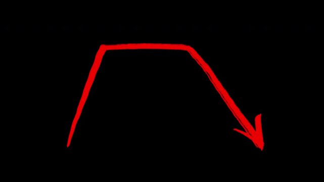 arrow down transparent channel. Abstract arrow down chart of economy icon animated up to down arrow animation