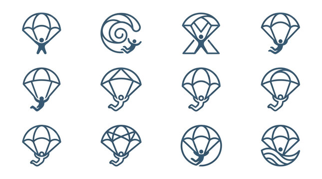 Parachute icons for adventure sports.