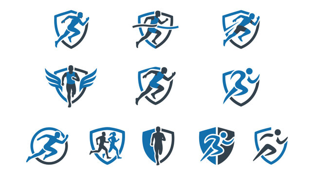 Runner Logo Shield Icons.