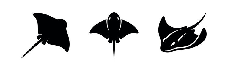 Stingray Marine Animal Silhouette Icons Set © Lili
