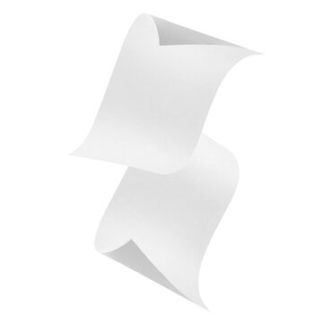 Blank wavy paper pages for design, isolated on transparent cutout background