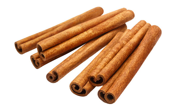 Aromatic cinnamon sticks, isolated on transparent cutout background