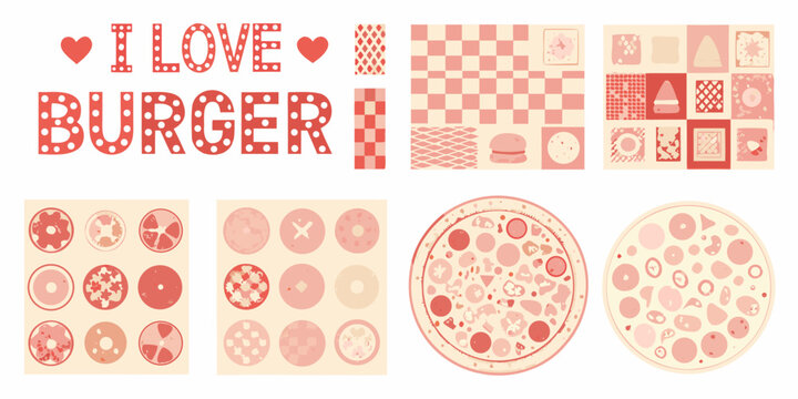 pizza and burger branding elements vintage style