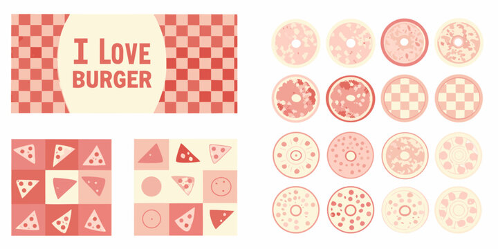 pizza slices and burger sign vector illustration