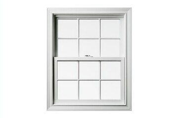 Obraz premium White sash window with a classic grid design isolated on white background