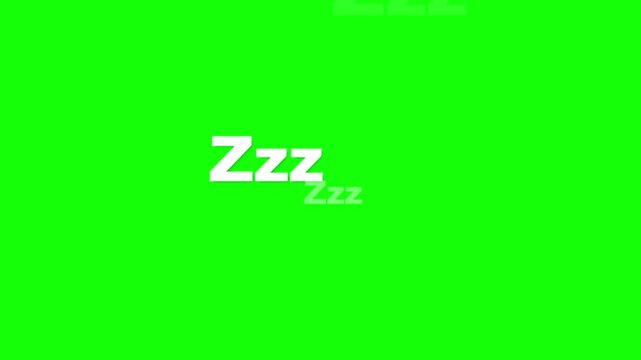 Floating zzz sleep symbols animation on green screen background for motion graphics