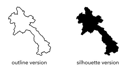Fototapeta premium Outline and Silhouette Map of Laos
