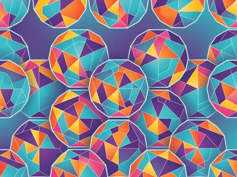 Abstract Multicolor Decagon Grid Pattern with Modern Vector Geometry and Seamless Digital Design