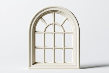 Fototapeta premium Classic arched window with muntin grid pattern, elegant architectural design element for home exterior or interior, isolated on white background