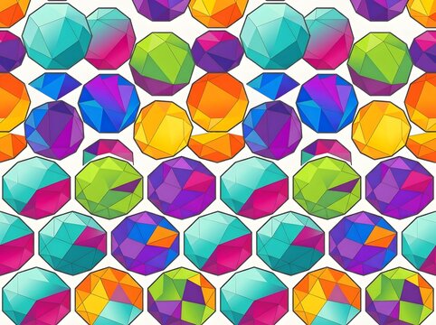 Modern Colorful Polygon Surface Pattern with Symmetrical Decagonal Shapes for Creative Design