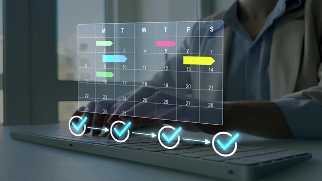 Digital calendar with workflow management, task planning and project scheduling interface for business productivity and team collaboration.