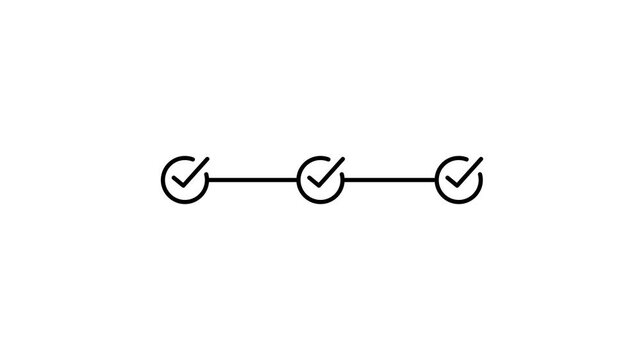 infographic step by three step process icon animation on white background. 3 step-by-step process success with check marks loop animation.4k quality animation video..