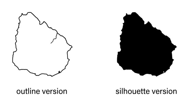 Uruguay Map Outline and Silhouette