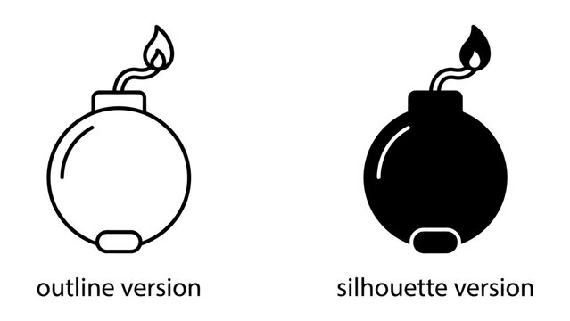 Explosive Danger: A graphic illustration depicting two stylized bombs, one in outline and the other in silhouette, both with a lit fuse, symbolizing threat and imminent danger.