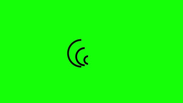Minimalist black concentric arc patterns repeated against a bright green backdrop