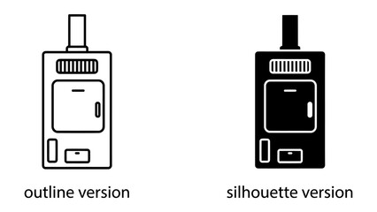 Portable Device Outline and Silhouette: A clear and concise representation of a portable electronic device, presented in both outline and silhouette versions for versatile design applications. © md
