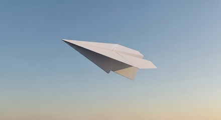 Fototapeta premium White paper airplane flying in clear blue sky.