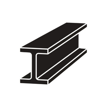 Isolated simple black silhouette icon of a structural steel Ibeam used in architecture construction engineering and heavy metal industrial building frames