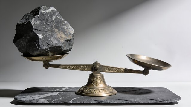 Large Stone on Vintage Brass Balance Scale