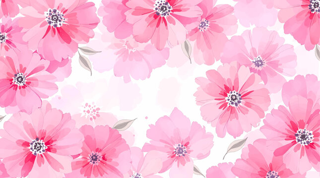 watercolor floral corners creating decorative frame with clean white copy space for creative templates