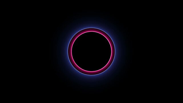 Glowing neon pink and blue loading circle animation loop on black background