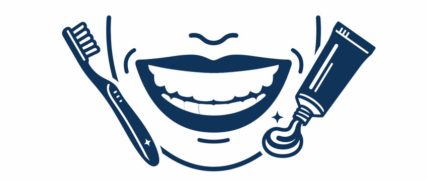 Healthy smile with toothbrush and toothpaste for oral hygiene