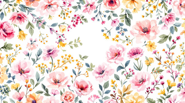 Charming pastel watercolor floral border perfect for wedding invitations greeting cards and elegant stationery templates